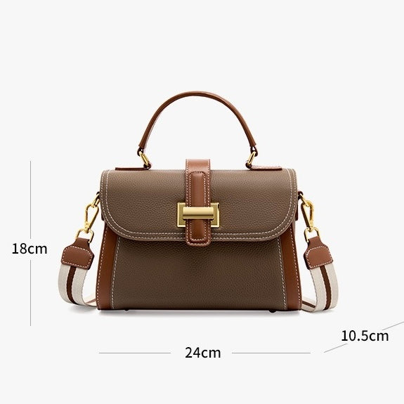 Women's Genuine Leather Structured Top Handle Crossbody Bag