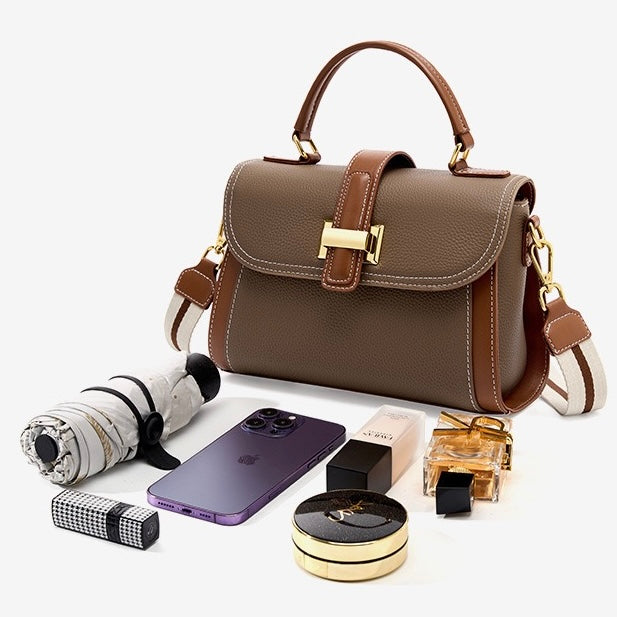 Women's Genuine Leather Structured Top Handle Crossbody Bag