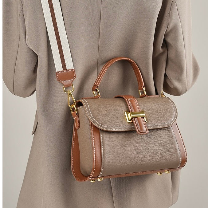 Women's Genuine Leather Structured Top Handle Crossbody Bag