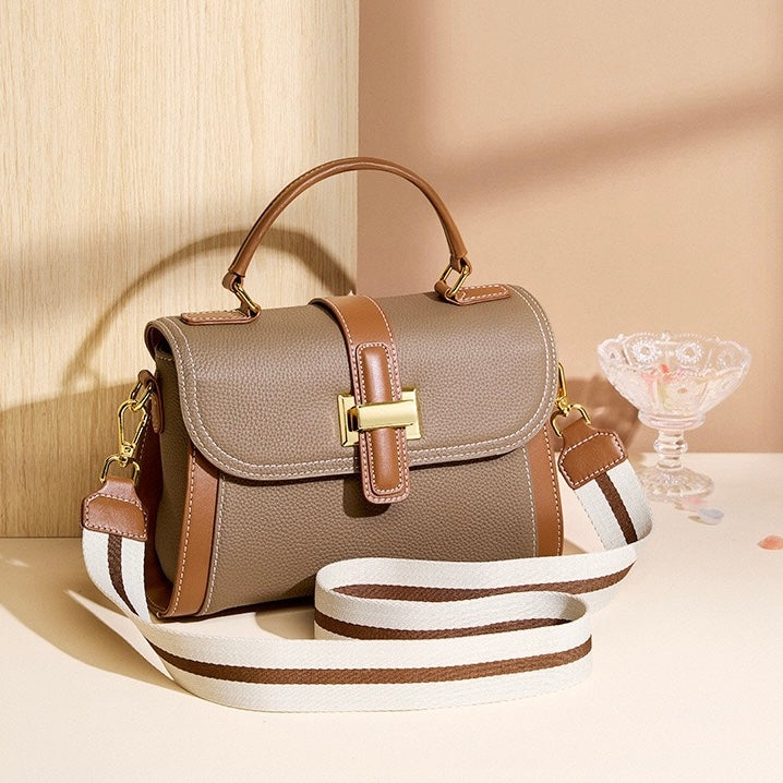 Women's Genuine Leather Structured Top Handle Crossbody Bag