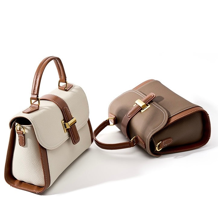 Women's Genuine Leather Structured Top Handle Crossbody Bag