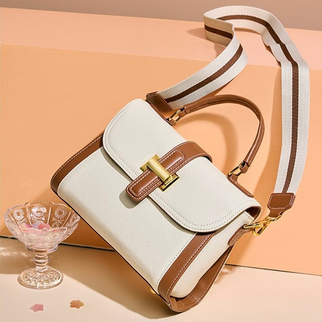 Women's Genuine Leather Structured Top Handle Crossbody Bag