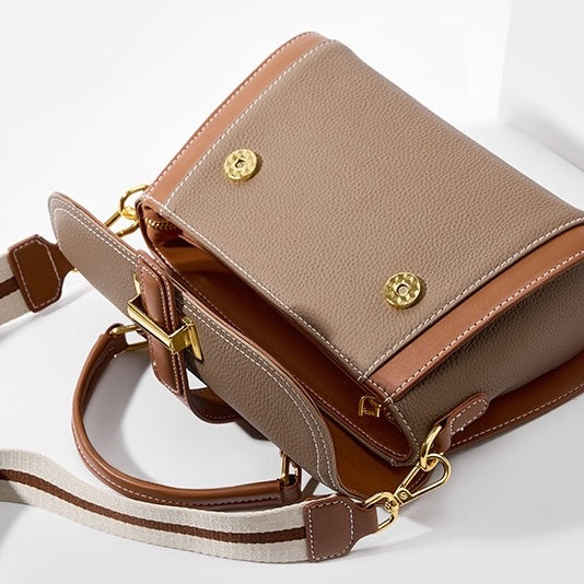Women's Genuine Leather Structured Top Handle Crossbody Bag