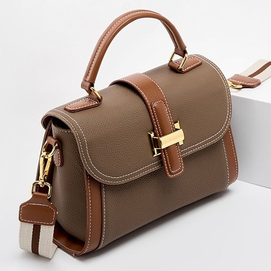 Women's Genuine Leather Structured Top Handle Crossbody Bag
