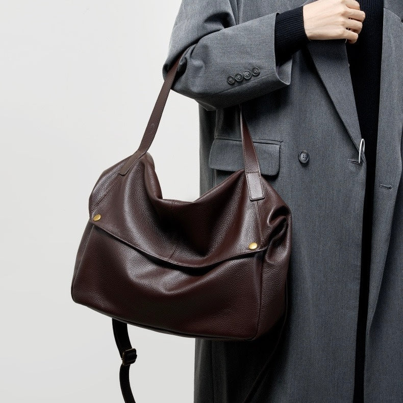 Women's Genuine Leather Soft Casual Tote Bag with Large Capacity