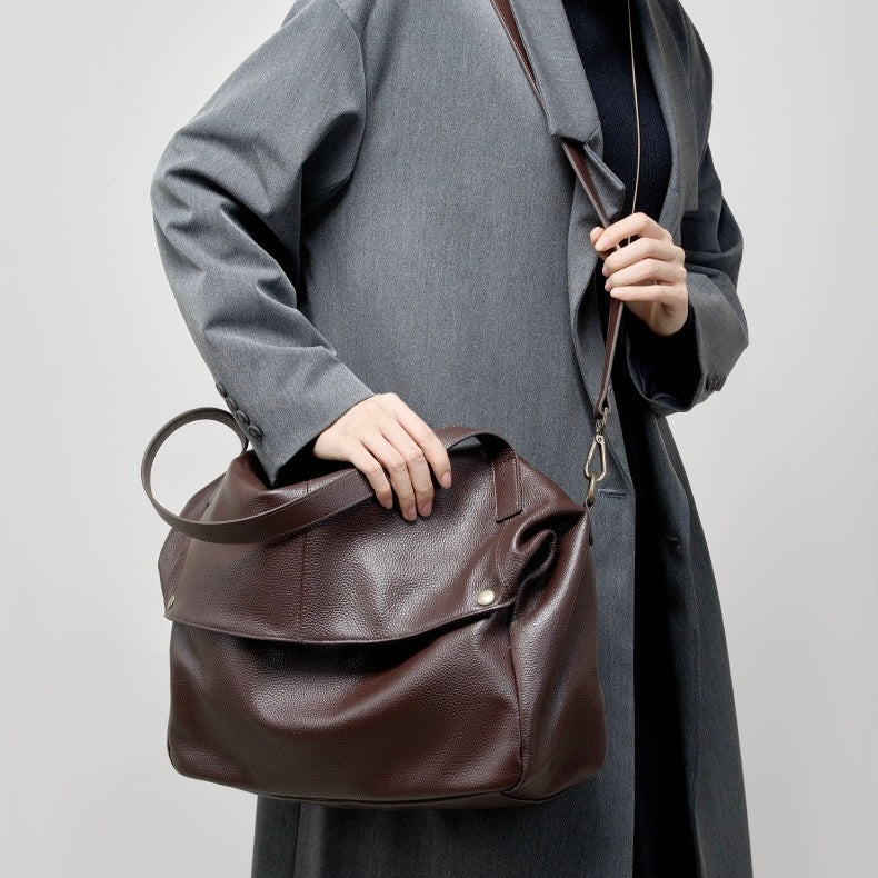 Women's Genuine Leather Soft Casual Tote Bag with Large Capacity