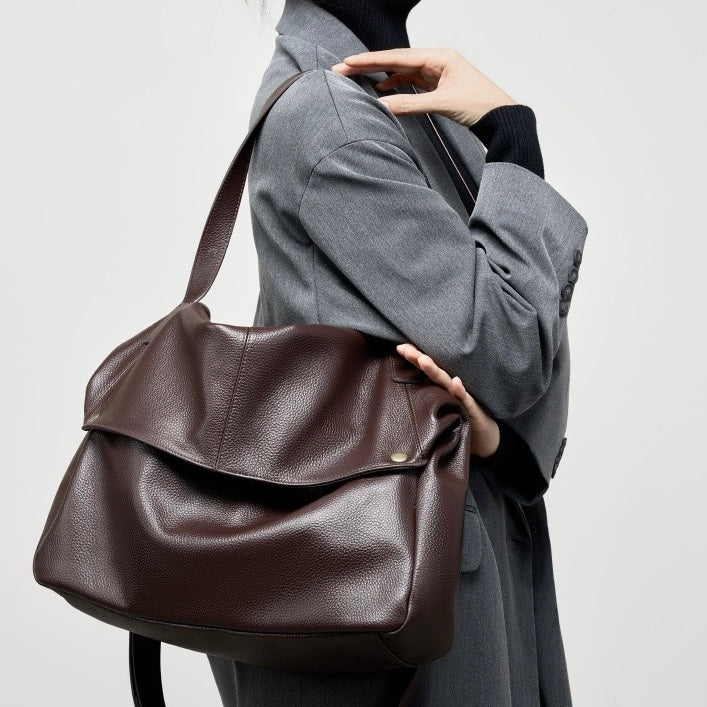 Women's Genuine Leather Soft Casual Tote Bag with Large Capacity