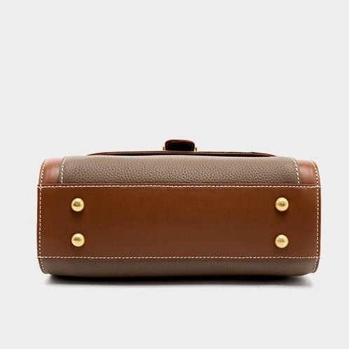 Women's Genuine Leather Structured Top Handle Crossbody Bag