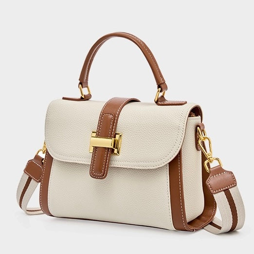 Women's Genuine Leather Structured Top Handle Crossbody Bag
