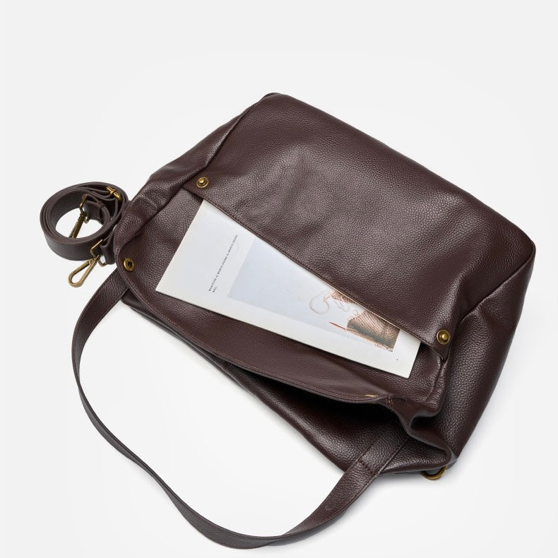 Women's Genuine Leather Soft Casual Tote Bag with Large Capacity