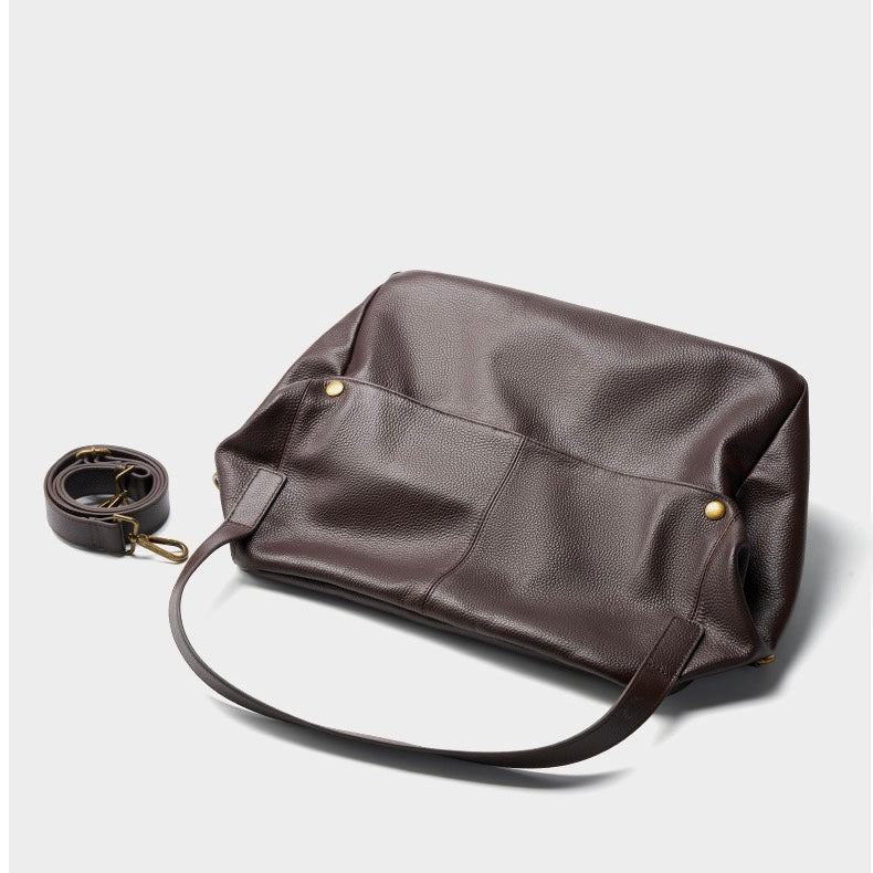 Women's Genuine Leather Soft Casual Tote Bag with Large Capacity