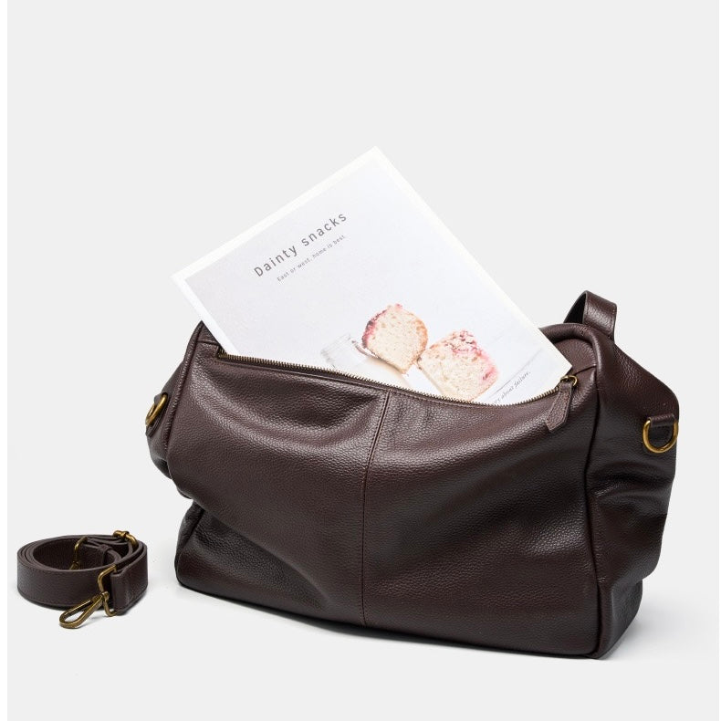 Women's Genuine Leather Soft Casual Tote Bag with Large Capacity