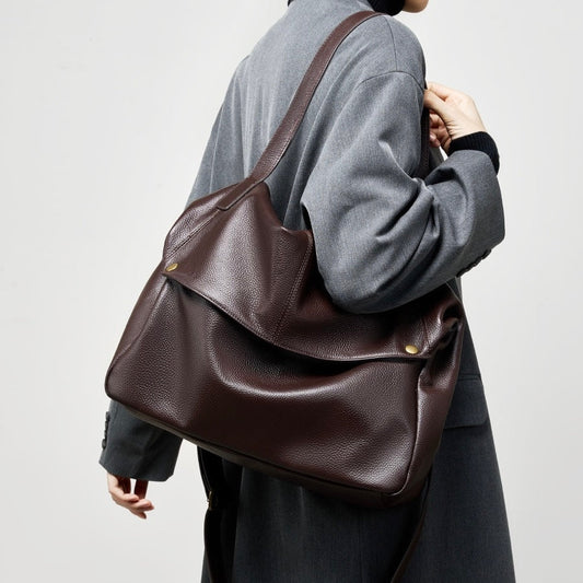 Women's Genuine Leather Soft Casual Tote Bag with Large Capacity