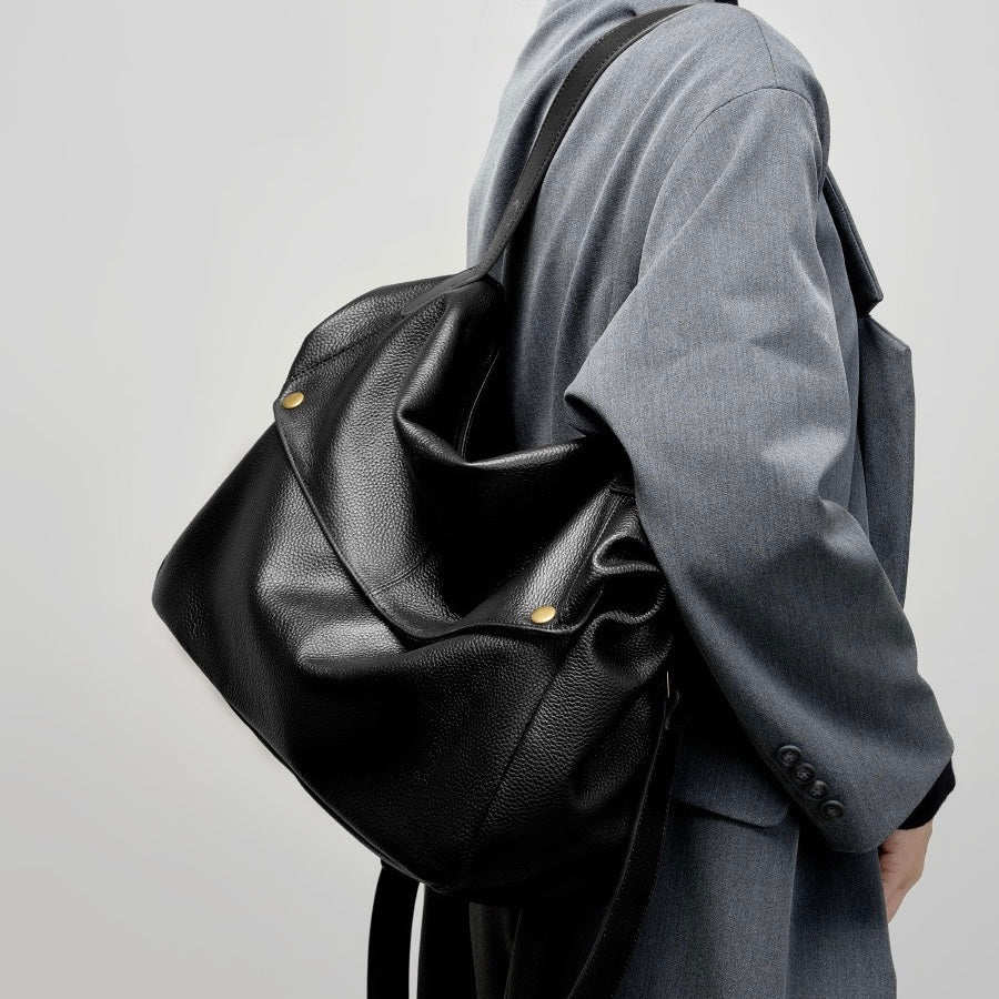 Women's Genuine Leather Soft Casual Tote Bag with Large Capacity