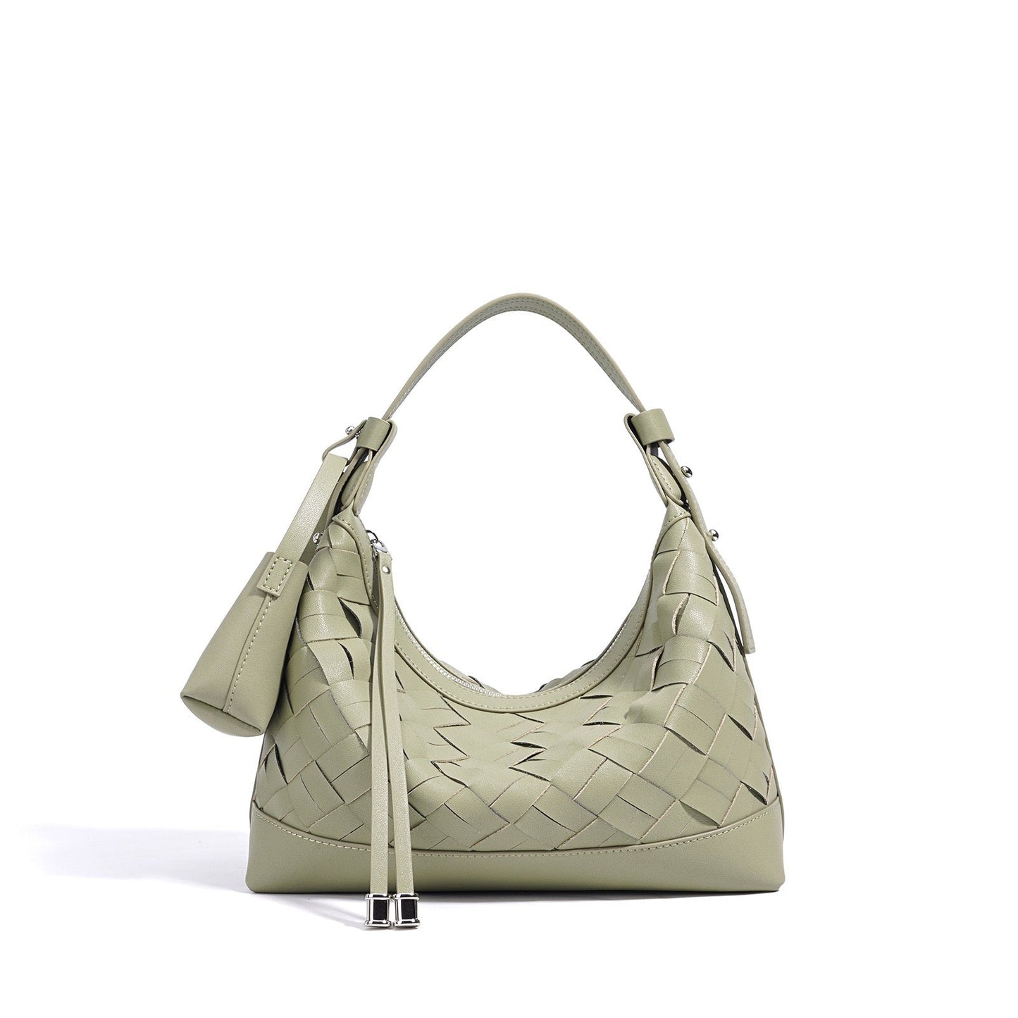 Women's Genuine Leather Woven Dumpling Shoulder Crossbody Bag