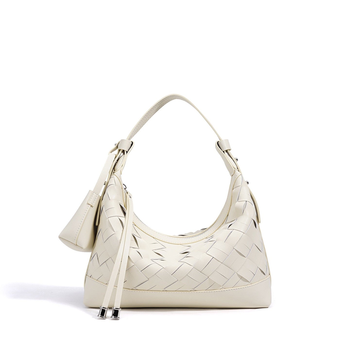 Women's Genuine Leather Woven Dumpling Shoulder Crossbody Bag