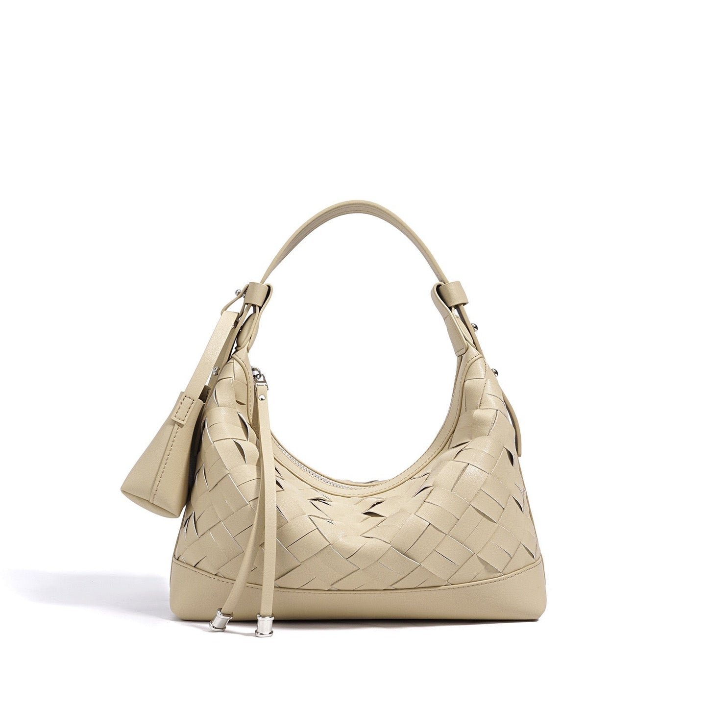 Women's Genuine Leather Woven Dumpling Shoulder Crossbody Bag