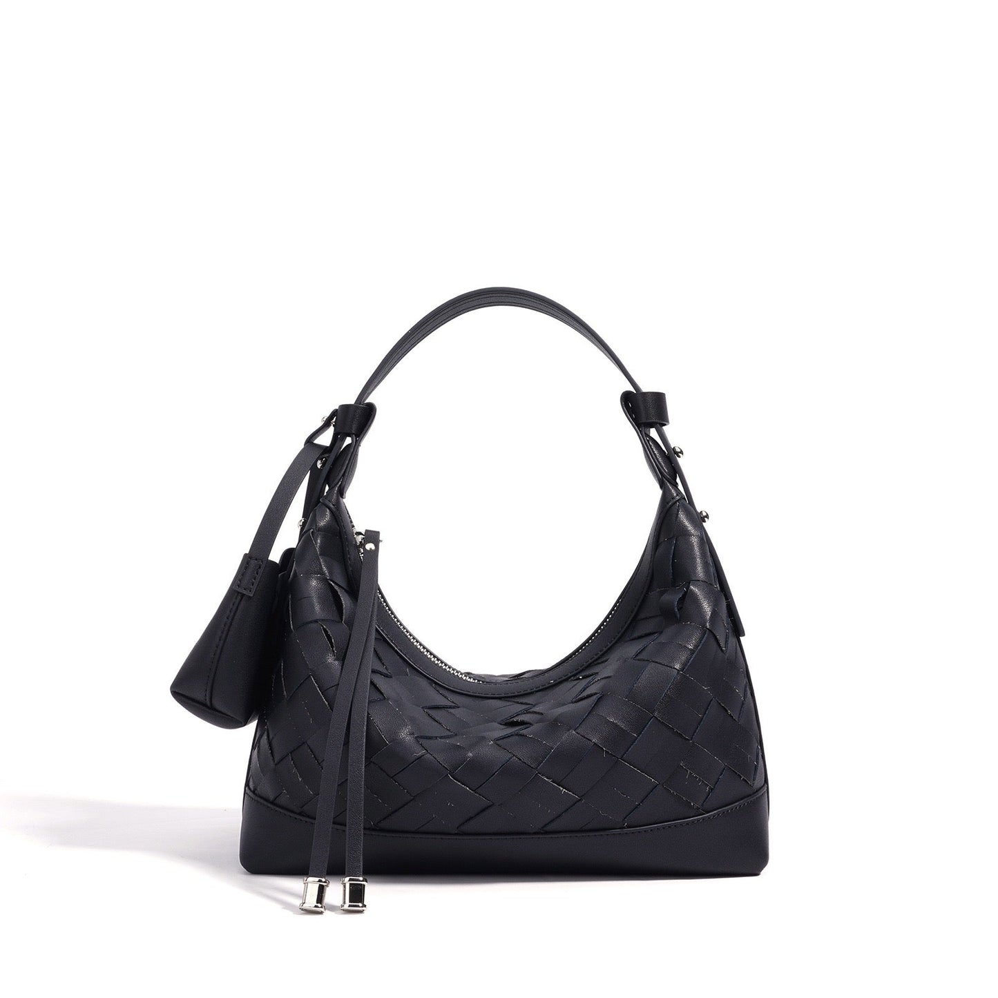 Women's Genuine Leather Woven Dumpling Shoulder Crossbody Bag