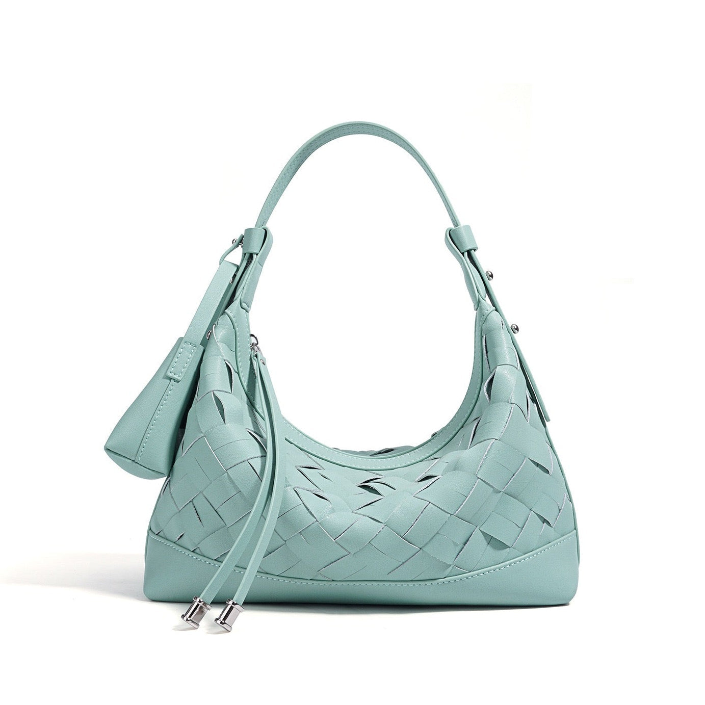 Women's Genuine Leather Woven Dumpling Shoulder Crossbody Bag