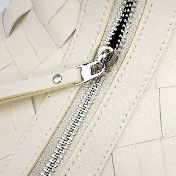 Women's Genuine Leather Woven Dumpling Shoulder Crossbody Bag