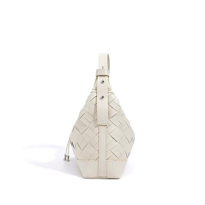 Women's Genuine Leather Woven Dumpling Shoulder Crossbody Bag