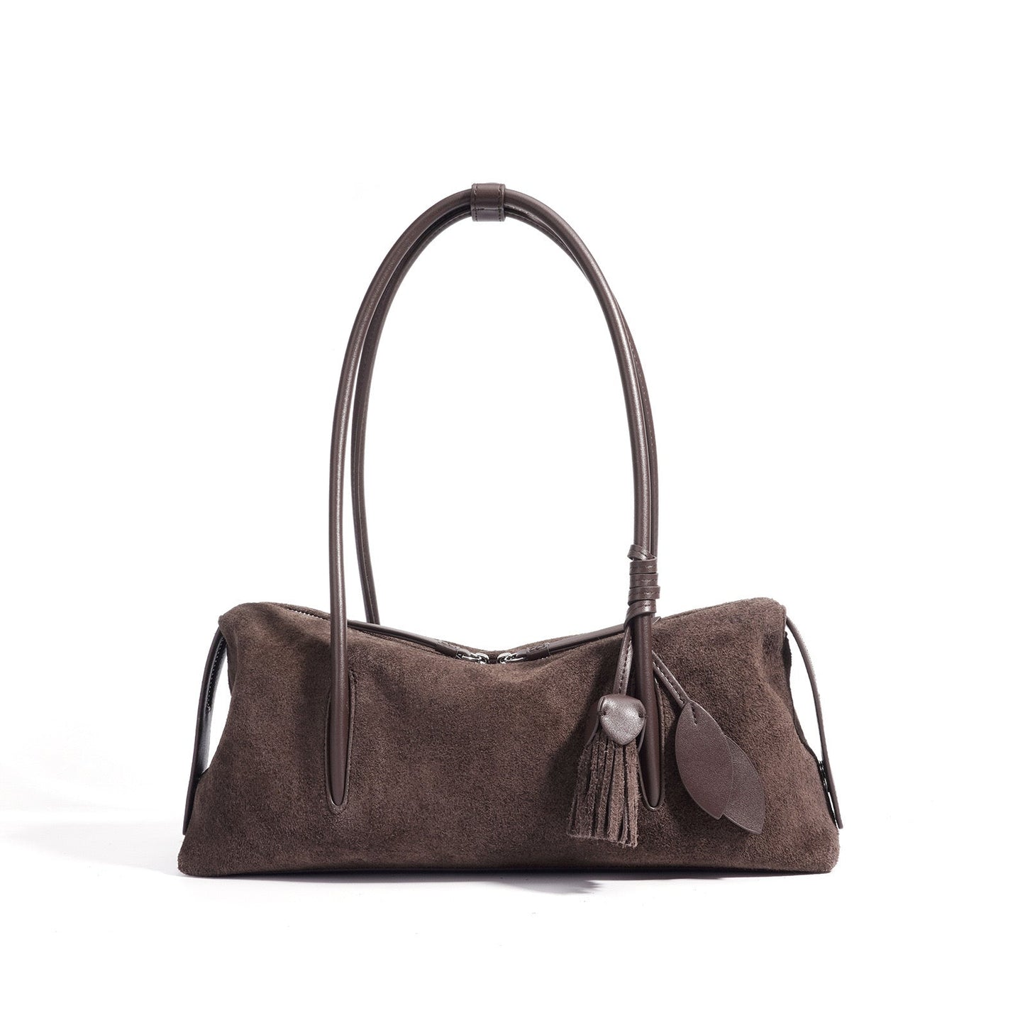 Women's Genuine Leather Matte Pillow Shoulder Bag with Tassel