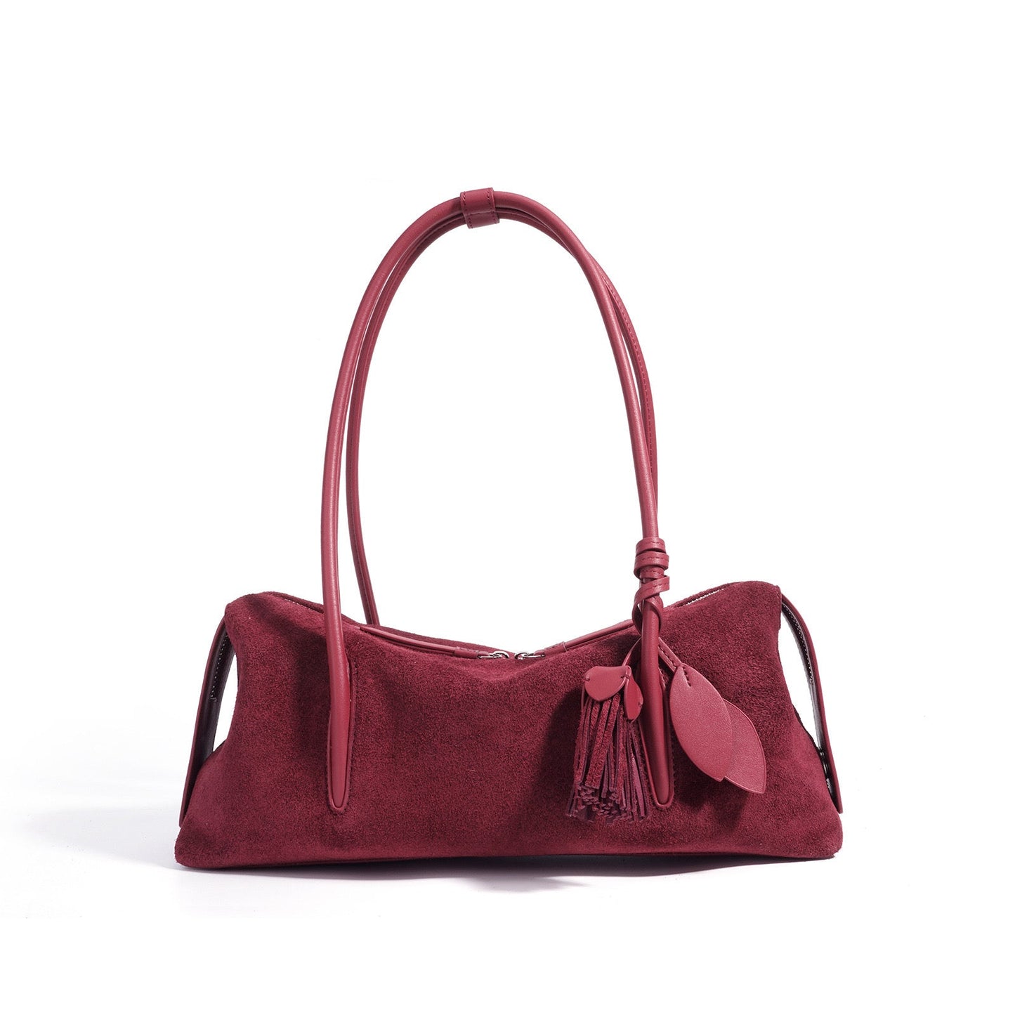 Women's Genuine Leather Matte Pillow Shoulder Bag with Tassel