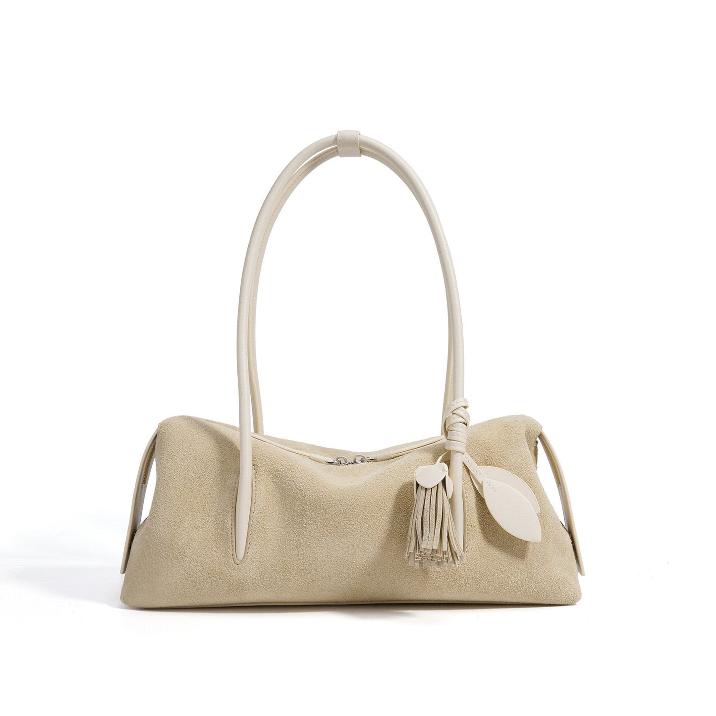 Women's Genuine Leather Matte Pillow Shoulder Bag with Tassel
