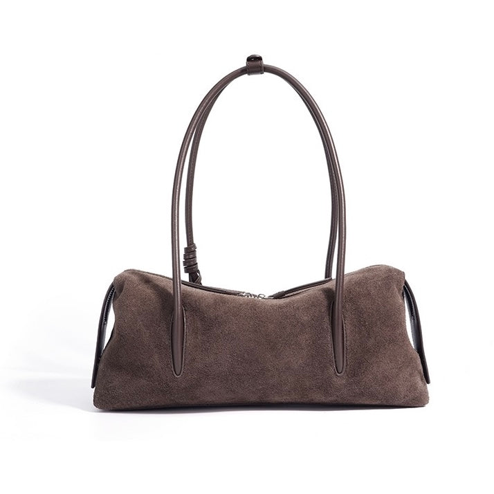Women's Genuine Leather Matte Pillow Shoulder Bag with Tassel