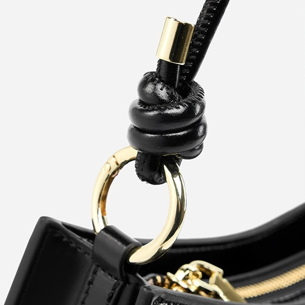Women's Genuine Leather Underarm Baguette Shoulder Bag