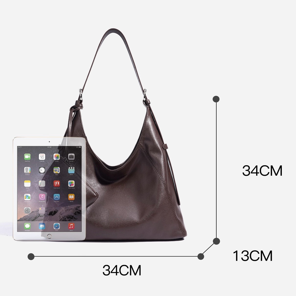 Women's Genuine Leather Large Slouchy Shoulder Tote Bag