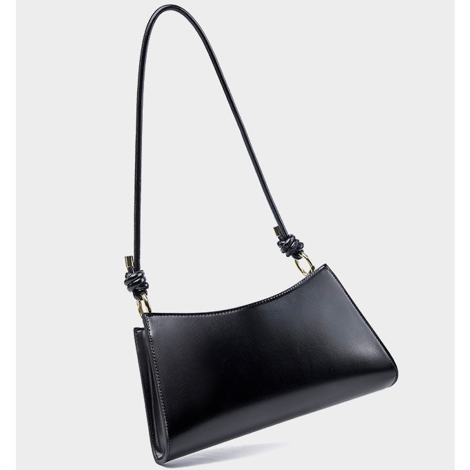 Women's Genuine Leather Underarm Baguette Shoulder Bag