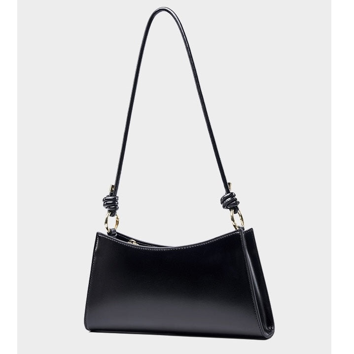 Women's Genuine Leather Underarm Baguette Shoulder Bag