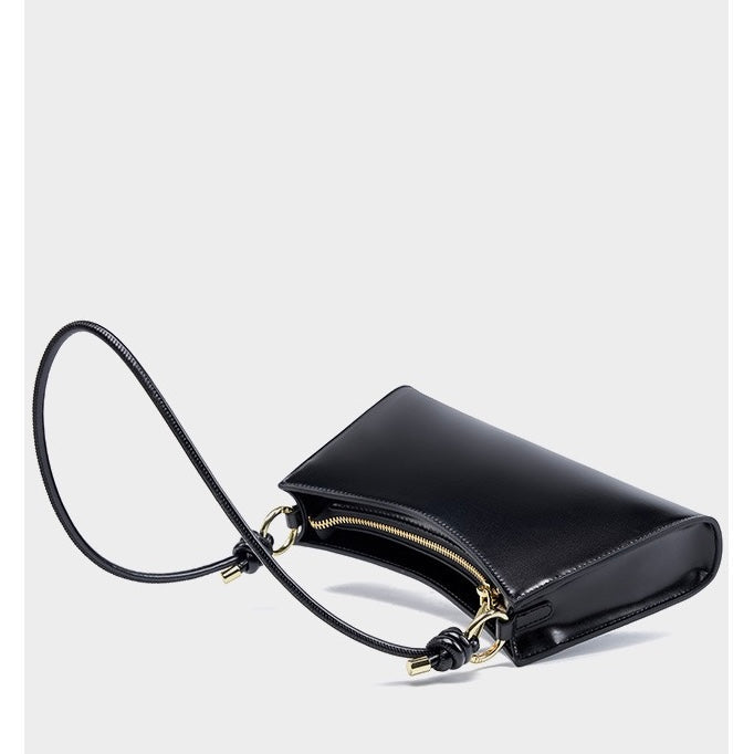 Women's Genuine Leather Underarm Baguette Shoulder Bag