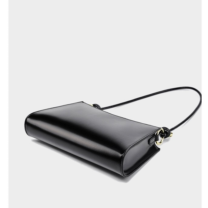 Women's Genuine Leather Underarm Baguette Shoulder Bag