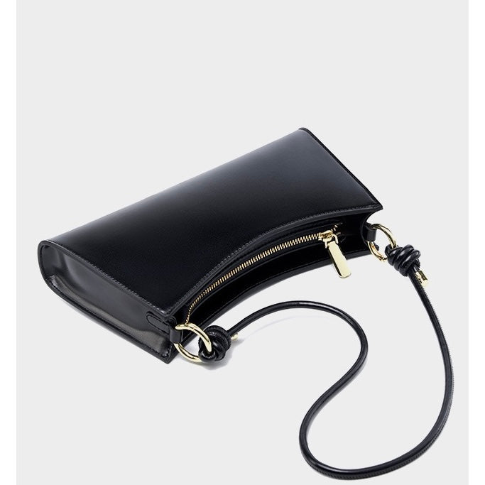 Women's Genuine Leather Underarm Baguette Shoulder Bag