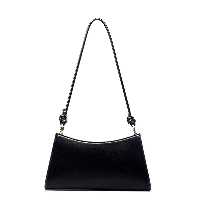 Women's Genuine Leather Underarm Baguette Shoulder Bag