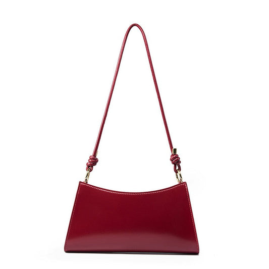 Women's Genuine Leather Underarm Baguette Shoulder Bag