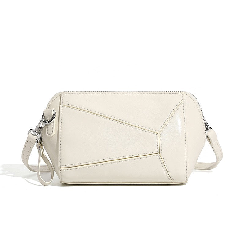 Women's Genuine Leather Geometric Patchwork Crossbody Bag