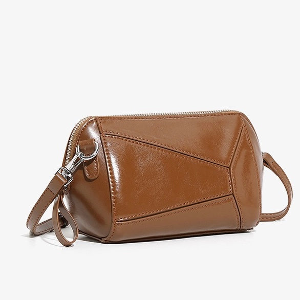Women's Genuine Leather Geometric Patchwork Crossbody Bag