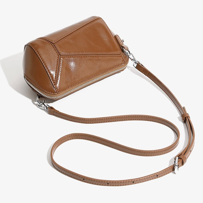 Women's Genuine Leather Geometric Patchwork Crossbody Bag
