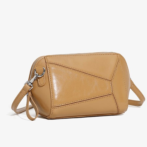 Women's Genuine Leather Geometric Patchwork Crossbody Bag
