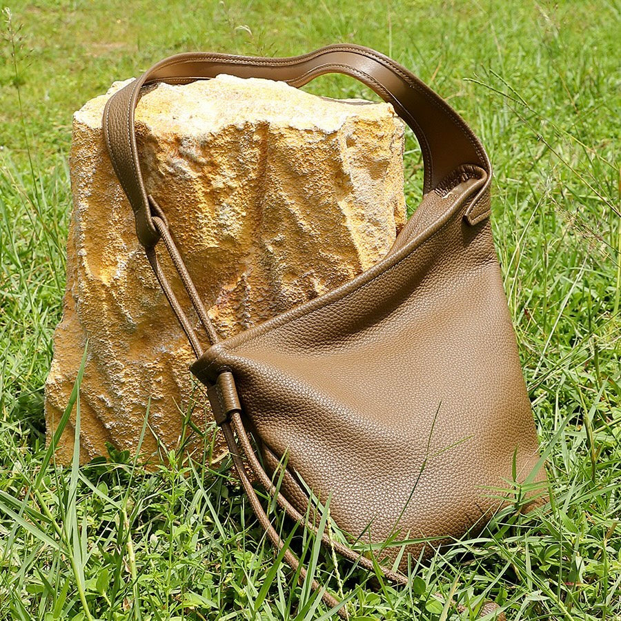 Women's Genuine Leather Asymmetric Horn Shoulder Crossbody Bag