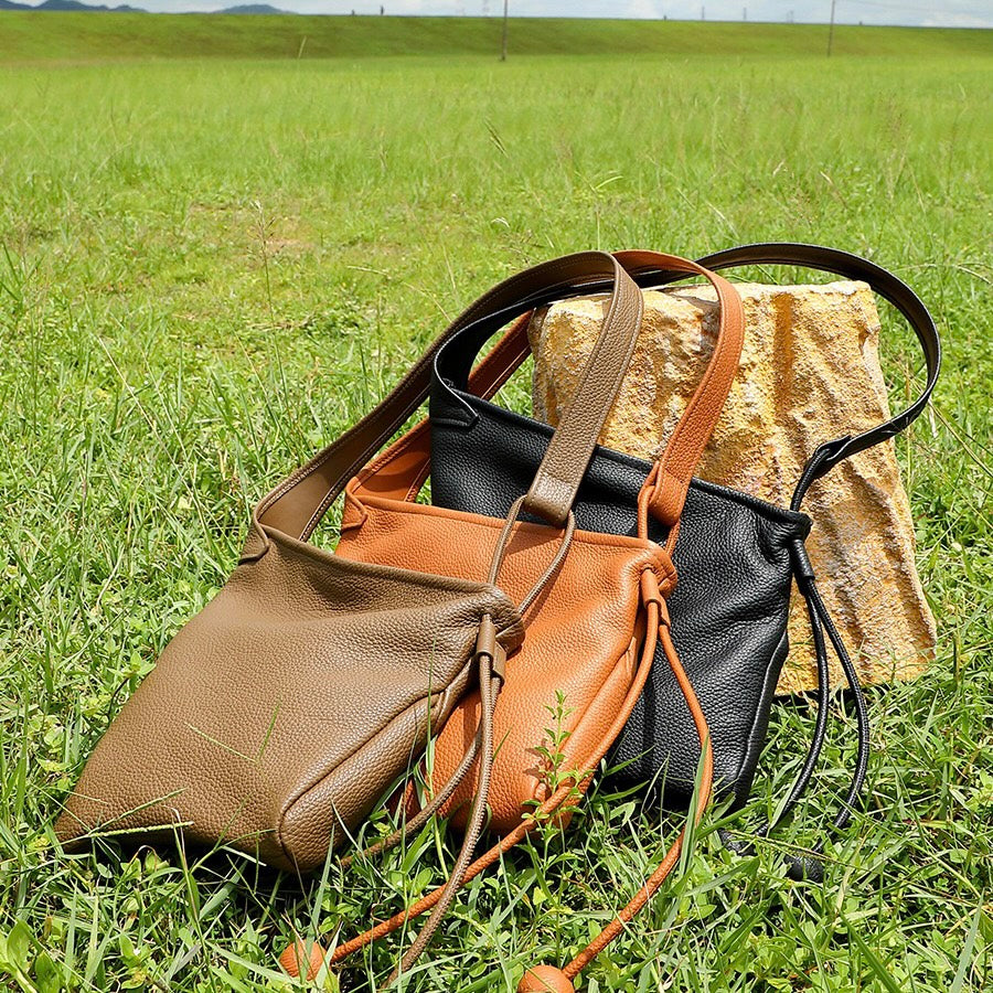 Women's Genuine Leather Asymmetric Horn Shoulder Crossbody Bag