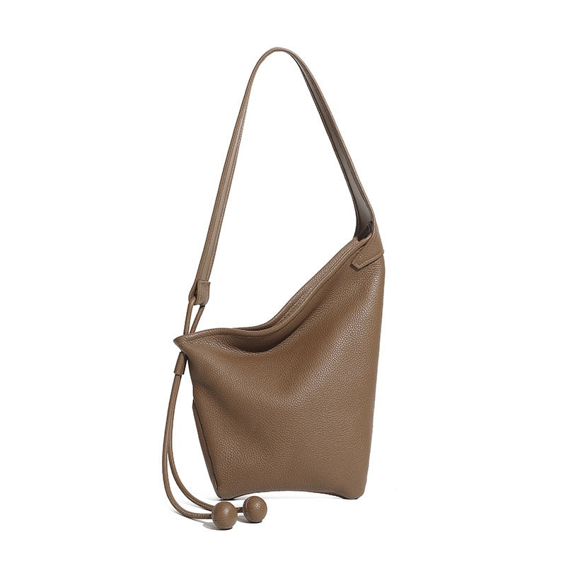 Women's Genuine Leather Asymmetric Horn Shoulder Crossbody Bag