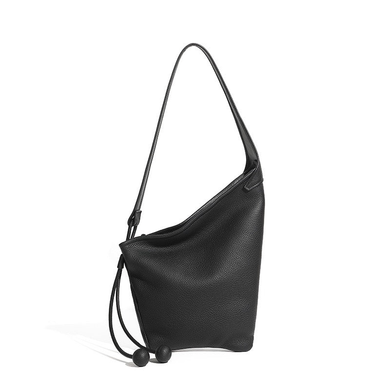 Women's Genuine Leather Asymmetric Horn Shoulder Crossbody Bag