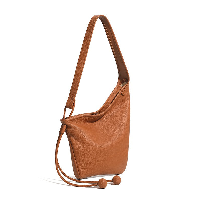 Women's Genuine Leather Asymmetric Horn Shoulder Crossbody Bag