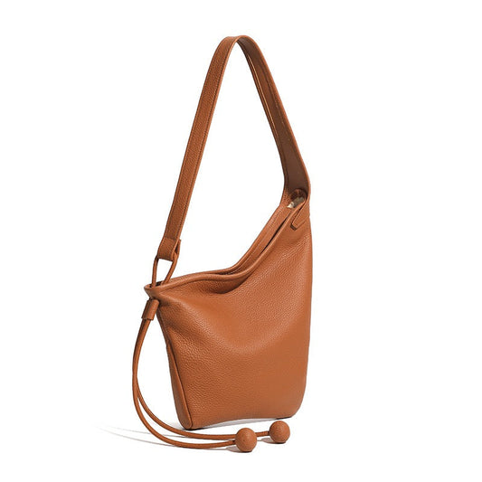 Women's Genuine Leather Asymmetric Horn Shoulder Crossbody Bag
