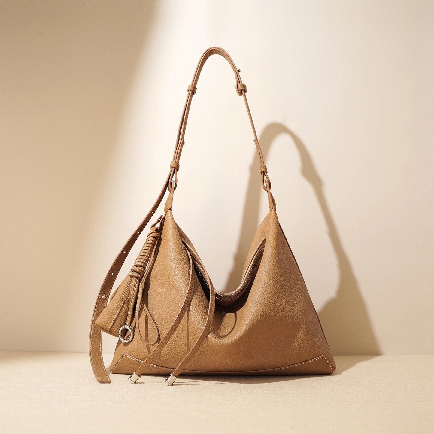 Women's Genuine Leather Minimalist Dumpling Tote Bag with Large Capacity