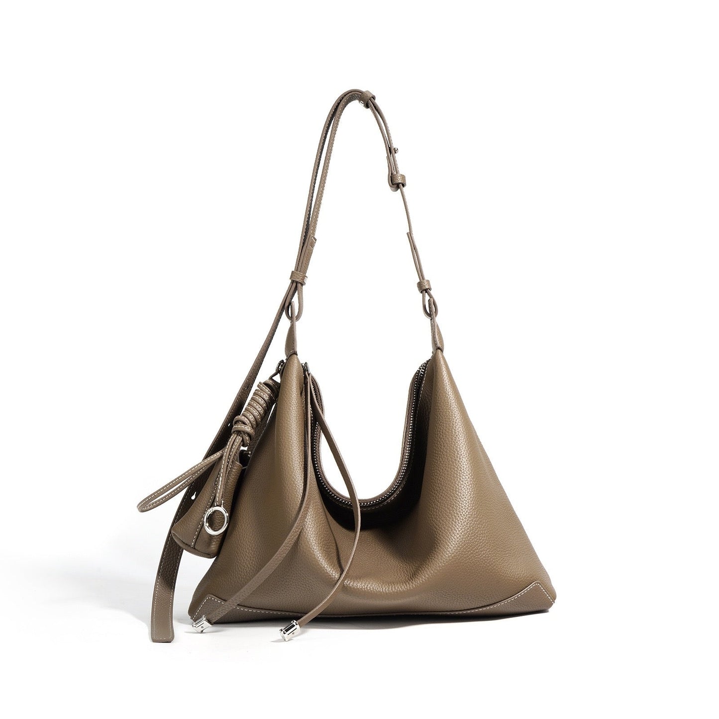Women's Genuine Leather Minimalist Dumpling Tote Bag with Large Capacity